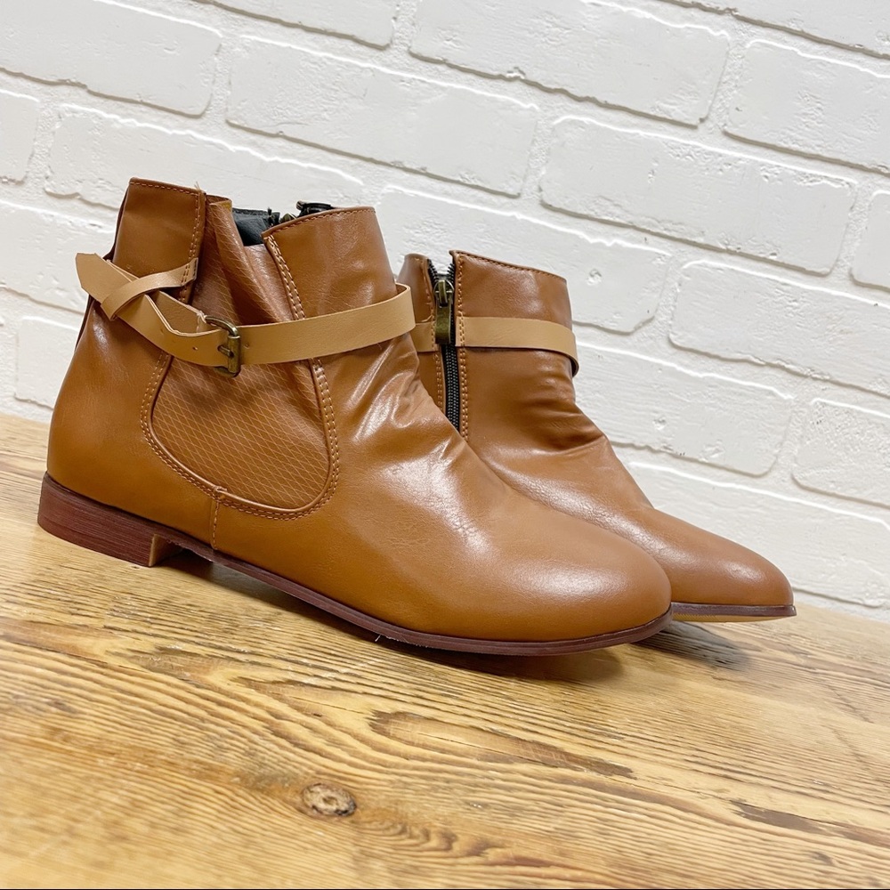 Faux leather ankle booties